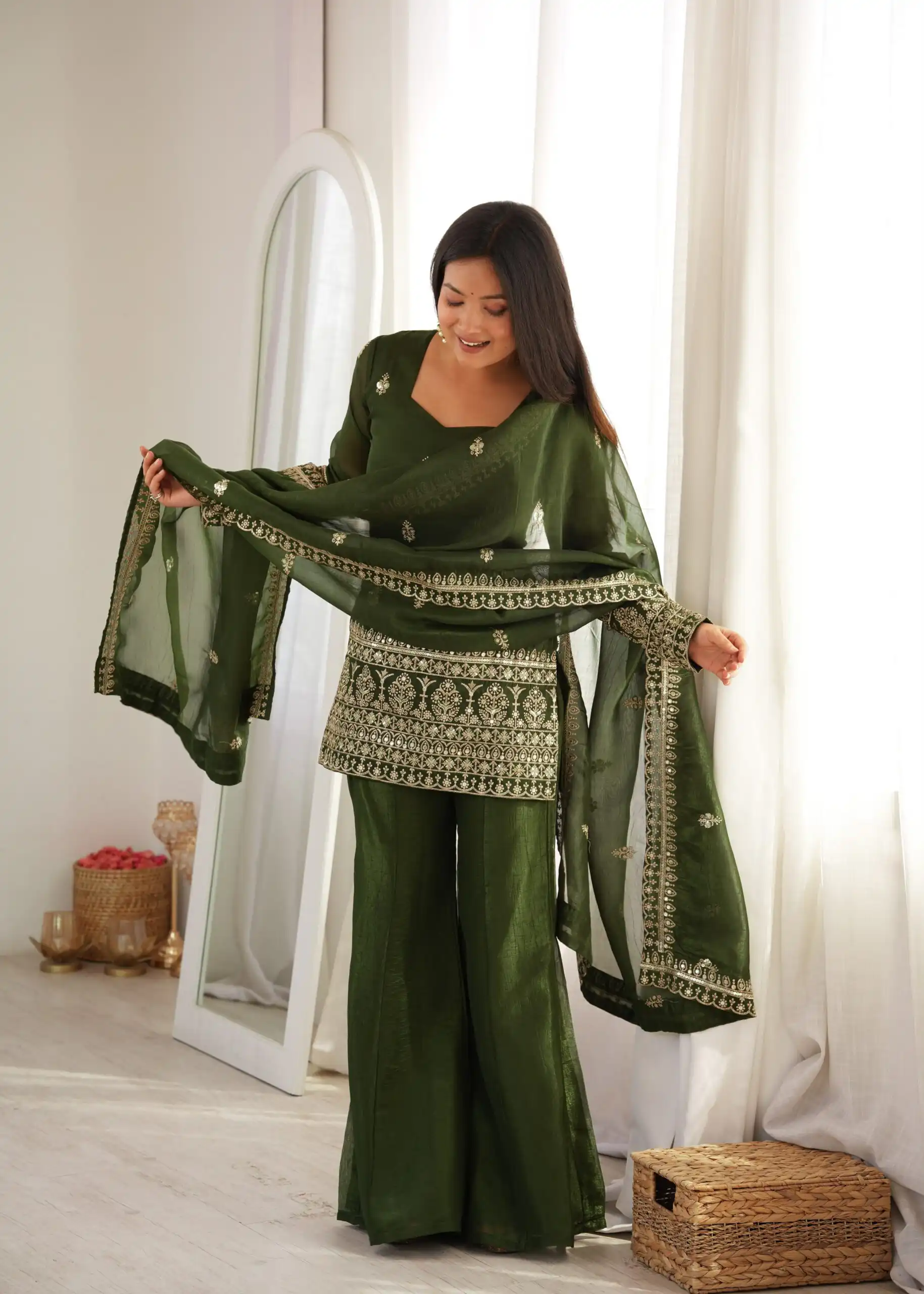 KB 301 Mahendi Crunchy Silk Salwar Suit Perfect for Wedding, Party, Sangeet, Anniversary, Housewarming Introductory Price ₹2049. Delivery 4-6 | Jump Suits, Salwar suit, Casual Suits, Creative suits, Designer Suits, Palazzo Suits, Party Wear Suits, Patiala Suits, Straight Suits