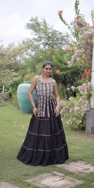 Grand Black Kora Cotton Kutchi Patch Work Lehenga Choli