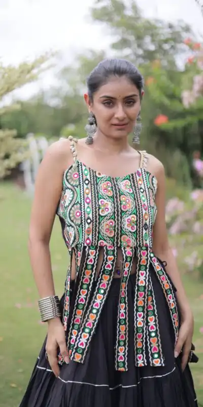 Grand Black Kora Cotton Kutchi Patch Work Lehenga Choli