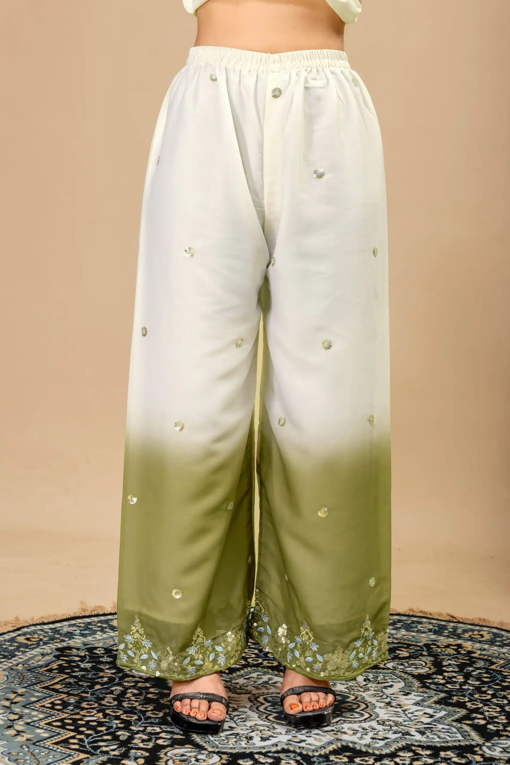 Grand Mehandi Star Georgette Beads Work Salwar Suit