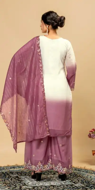 Grand Onion Star Georgette Beads Work Salwar Suit