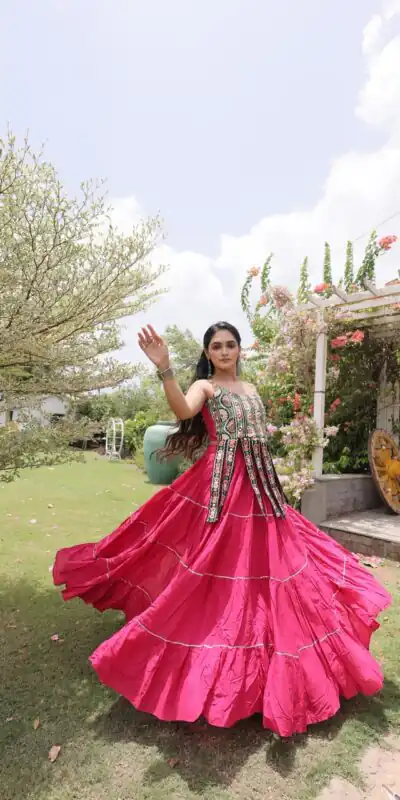Grand Pink Kora Cotton Kutchi Patch Work Lehenga Choli