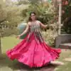 Grand Pink Kora Cotton Kutchi Patch Work Lehenga Choli