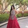 Grand Red Kora Cotton Kutchi Patch Work Lehenga Choli
