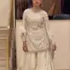 Magical White Faux Georgette Hand Work Salwar Suit