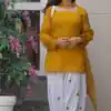 Nice Mustered Roman Cotton Embroidery Work Salwar Suit