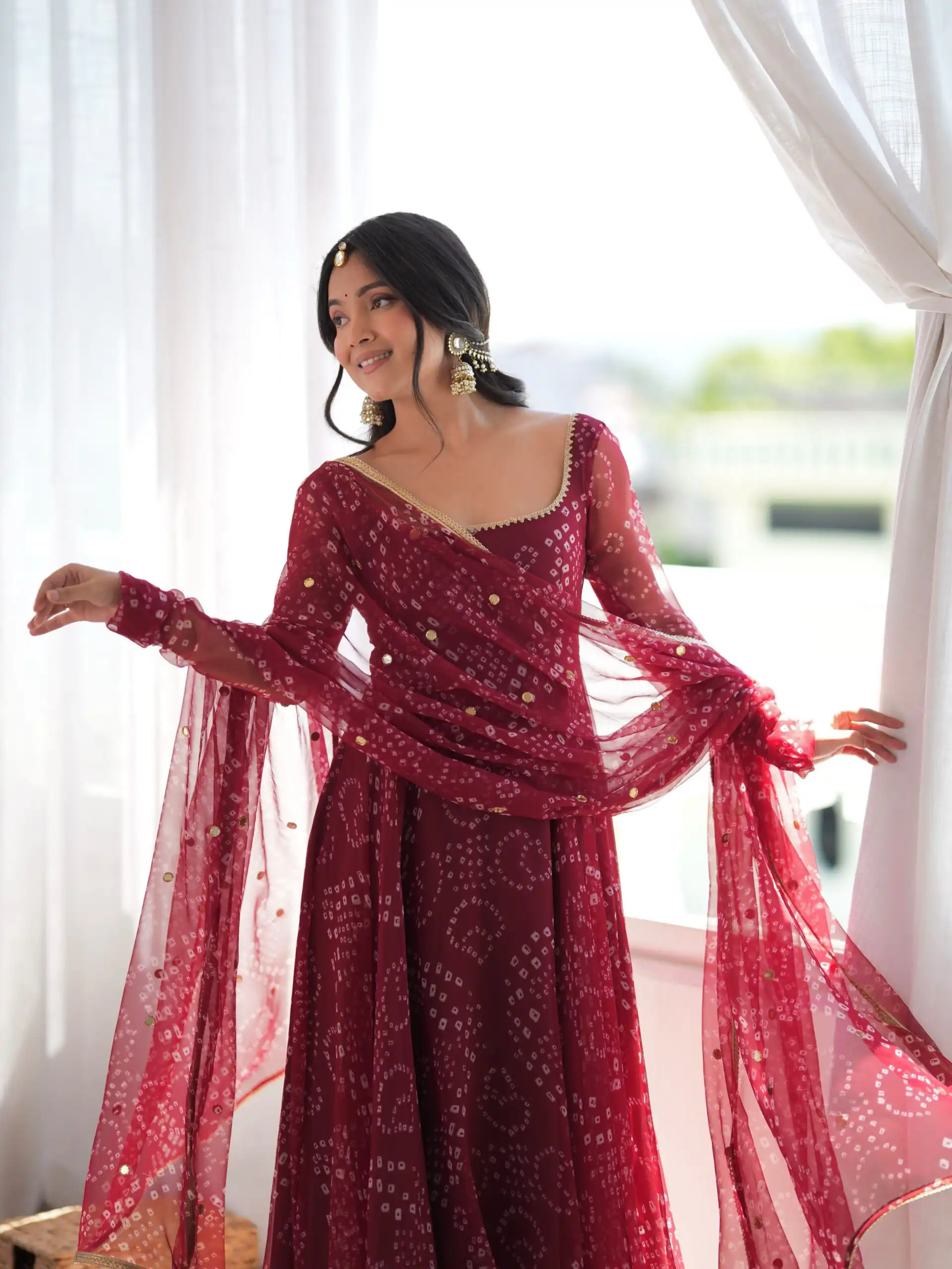Perfect Maroon Faux Georgette Digital Print Work Salwar Suit