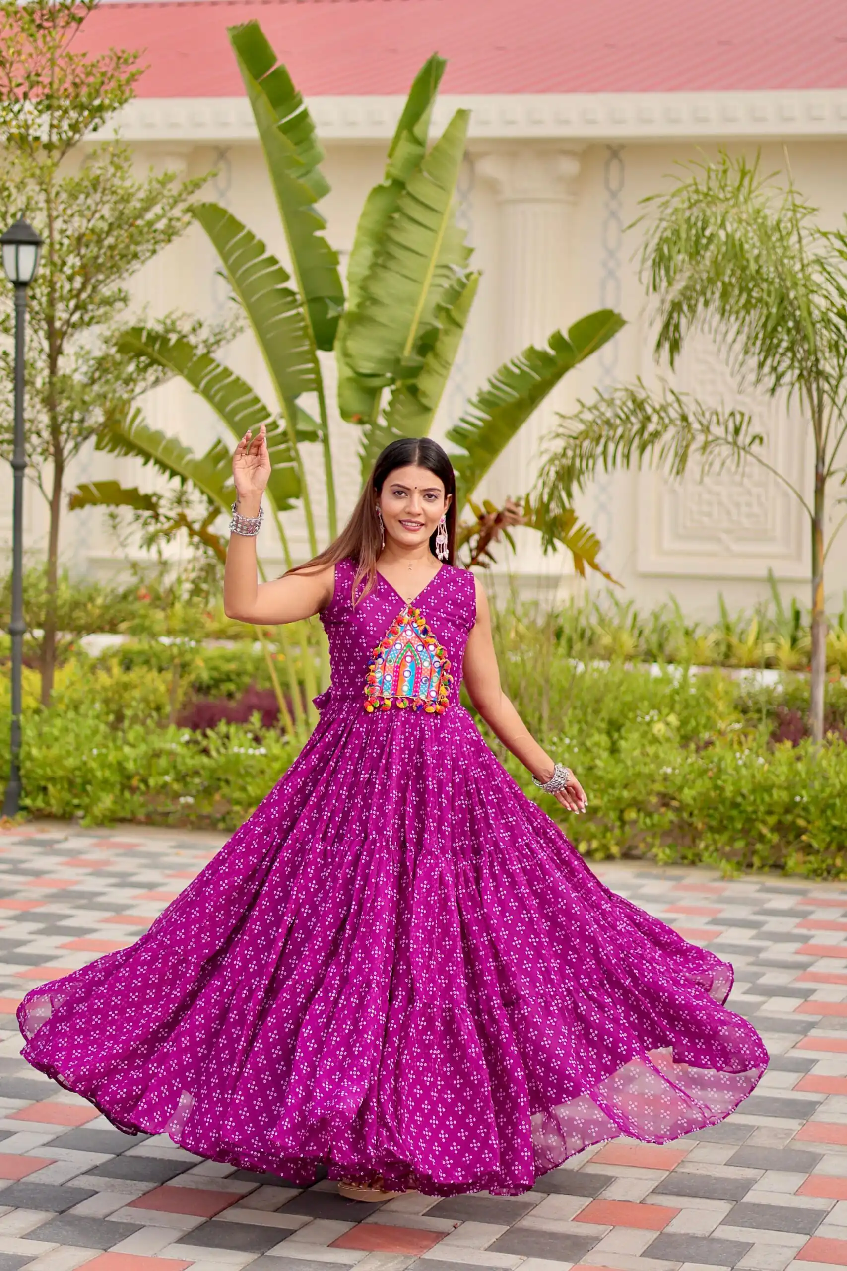 Perfect Wine Faux Georgette Thread Work Gown