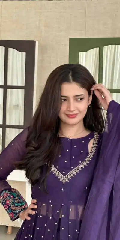 Pretty Purple Faux Georgette Embroider Work Salwar Suit
