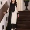 Shiny Black Natural Crep Thread Work Salwar Suit
