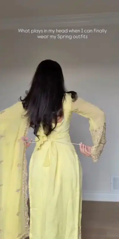 Simple Lemon Yellow Faux Georgette Embroider Work Salwar Suit