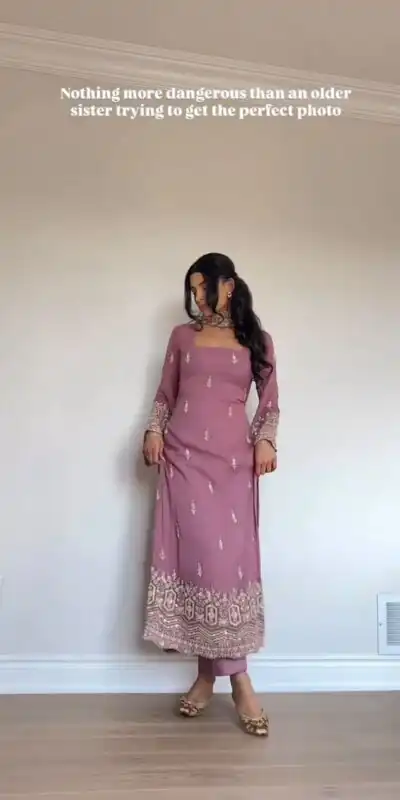 Simple Onion Faux Georgette Embroider Work Salwar Suit