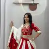 Stylish White Cotton Gota Patti Work Lehenga Choli