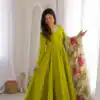 Super Mahendi Roman Silk Chanderi Plain Work Anarkali Suit