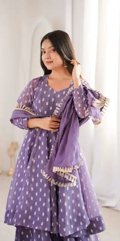 ZF 5022 Lavender Crunchy Silk Salwar Suit Perfect for Wedding, Party, Sangeet, Anniversary, Housewarming Introductory Price ₹2399. Delivery 4-6 | Jump Suits, Salwar suit, Casual Suits, Creative suits, Designer Suits, Palazzo Suits, Party Wear Suits, Patiala Suits, Straight Suits