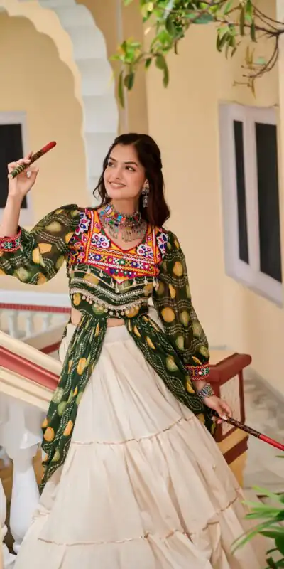 Ram 131 Green in Pure Cotton Mirror Work & Gamthi Work Lehenga Choli . Exclusive Offer ₹2949. Delivery 4-6 Working Days. Shop now. | Lehenga, Bollywood Lehenga, Creative Lehenga, Designer Lehenga, Embroidered Lehenga, Party Wear Lehenga