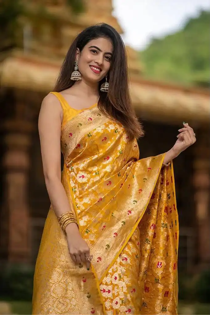 KP 6080 Yellow Soft Lichi Silk Saree with Lace Work & Lace Border. Introductory Price ₹1649. Delivery 4-6 Working Days. Shop now. | Sarees, Bollywood Sarees, Creative Sarees, Designer Sarees, Embroidered Sarees, Ethnic Saree, Modern Digital sarees, Party Wear Sarees