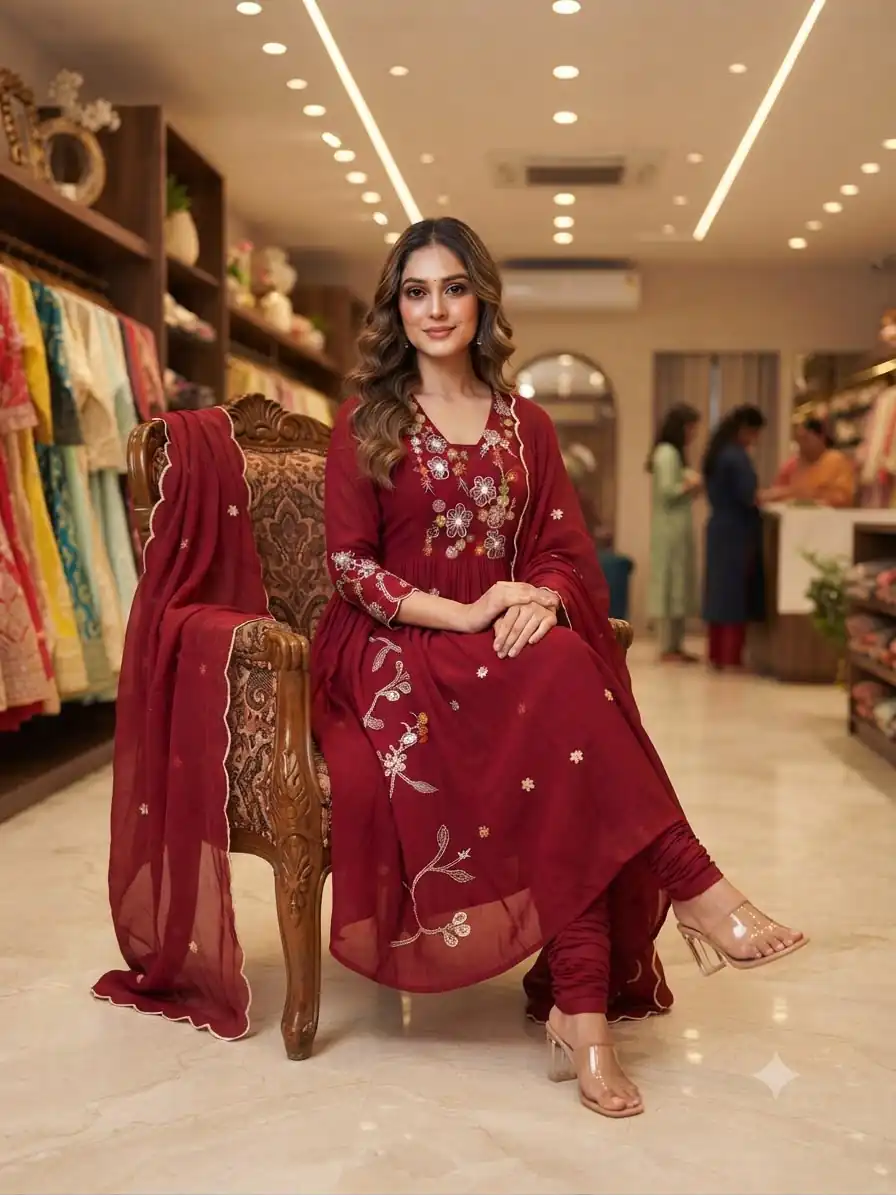 LG 2131 Maroon Mul Chanderi Salwar Suit with Embroidery Work & Sequins Work. Festive Deal ₹2199. Delivery 4-6 Working Days. Shop nowp | Jump Suits, Salwar suit, Casual Suits, Creative suits, Designer Suits, Palazzo Suits, Party Wear Suits, Patiala Suits, Straight Suits