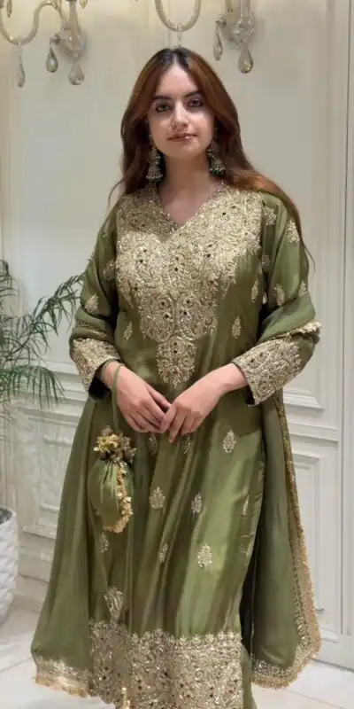 NSR 906 Mehandi Roman Silk Salwar Suit with Sequins Work & Embroidery Work. Available at ₹2449 only. Delivery 4-6 Working Days. Shop now. | Jump Suits, Salwar suit, Casual Suits, Creative suits, Designer Suits, Palazzo Suits, Party Wear Suits, Patiala Suits, Straight Suits