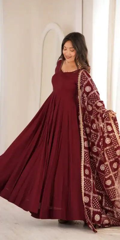 KB 313 Marooni Anarkali Suit with Thread Embroidery & Embroidery Work. Special Price ₹2299. Delivery 4-6 Working Days. Shop now. | Anarkali Suits, Bollywood Anarkali, Creative-Anarkali, Designer Anarkali, Embroidered Anarkali, Party Wear Anarkali