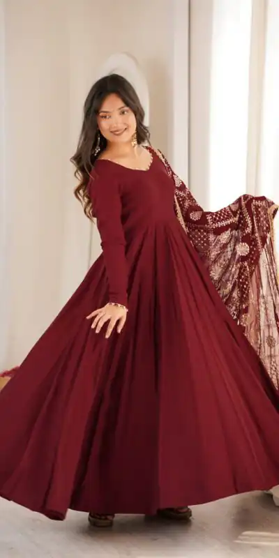 KB 313 Marooni Anarkali Suit with Thread Embroidery & Embroidery Work. Special Price ₹2299. Delivery 4-6 Working Days. Shop now. | Anarkali Suits, Bollywood Anarkali, Creative-Anarkali, Designer Anarkali, Embroidered Anarkali, Party Wear Anarkali