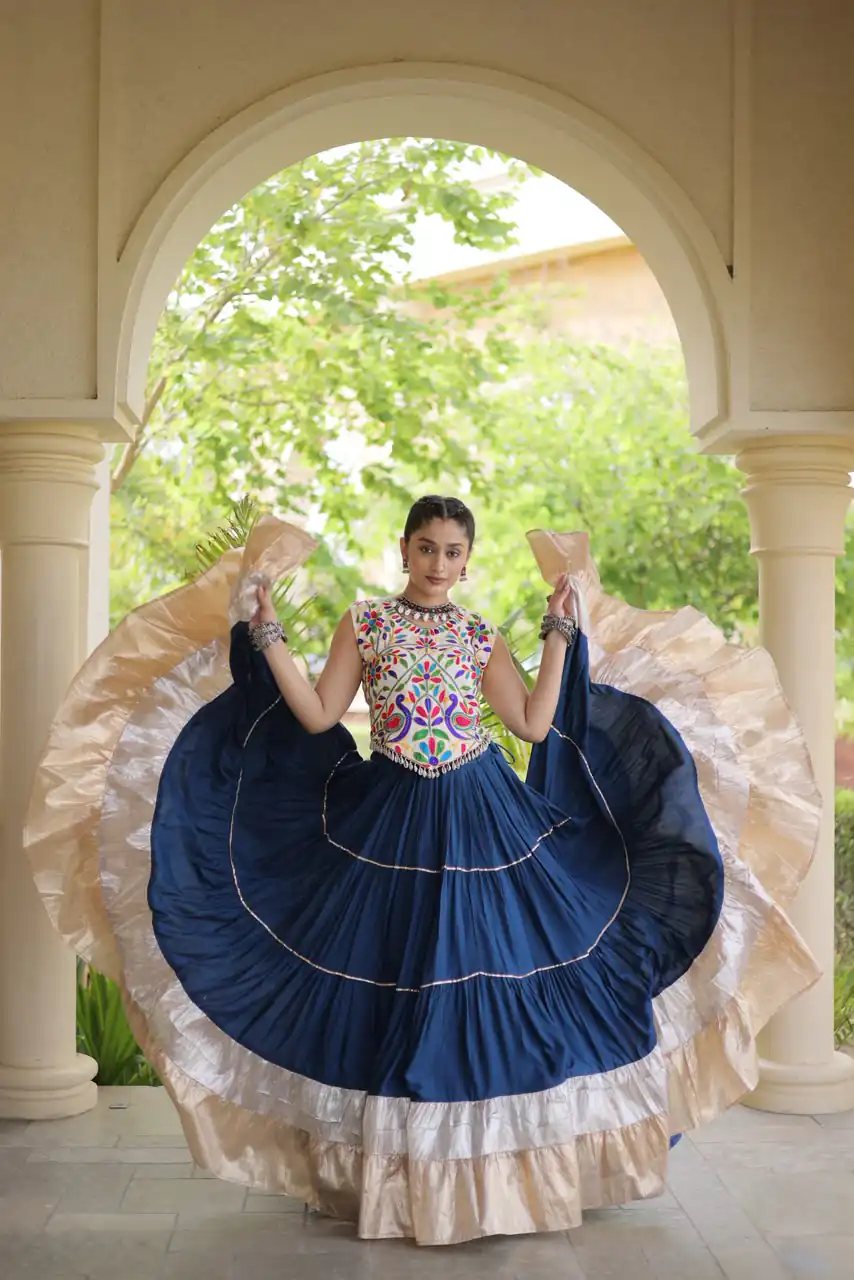 KA 5071 Blue colour Rayon Embroidery Work & Cowrie Work Lehenga Choli . Grab it for ₹2849. Delivery 4-6 Working Days. Shop now. | Lehenga, Bollywood Lehenga, Creative Lehenga, Designer Lehenga, Embroidered Lehenga, Party Wear Lehenga