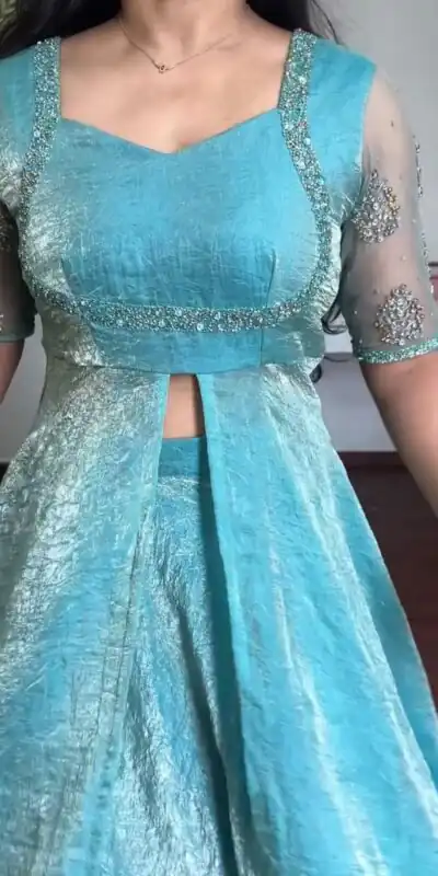 Fancy Blue Fendy Crush Hand Work Gown