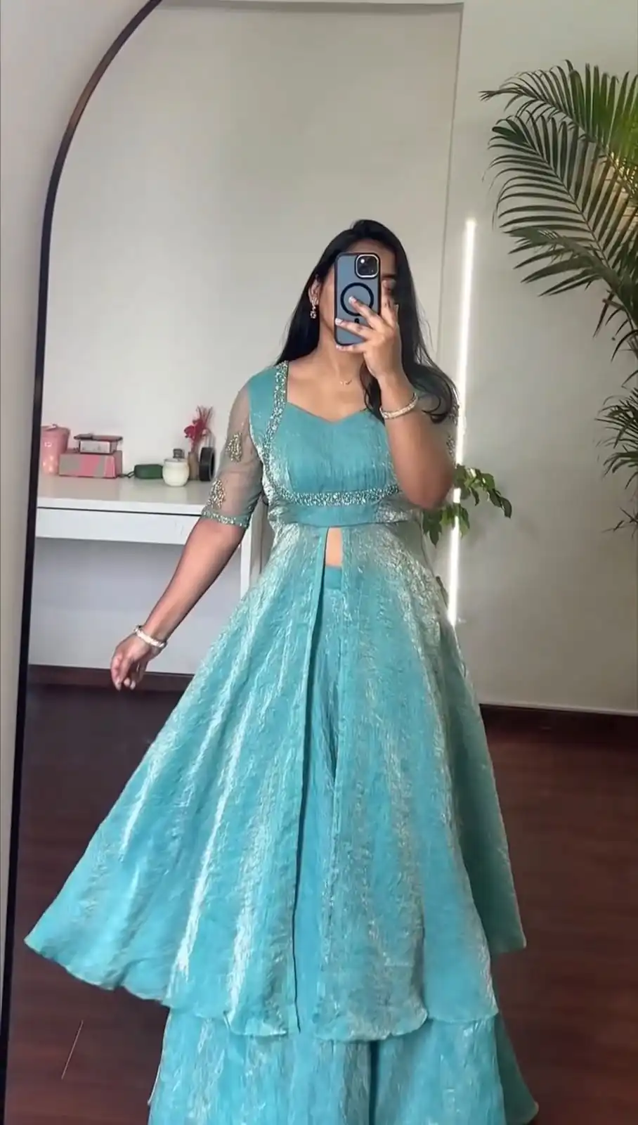 Fancy Blue Fendy Crush Hand Work Gown