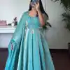Fancy Blue Fendy Crush Hand Work Gown