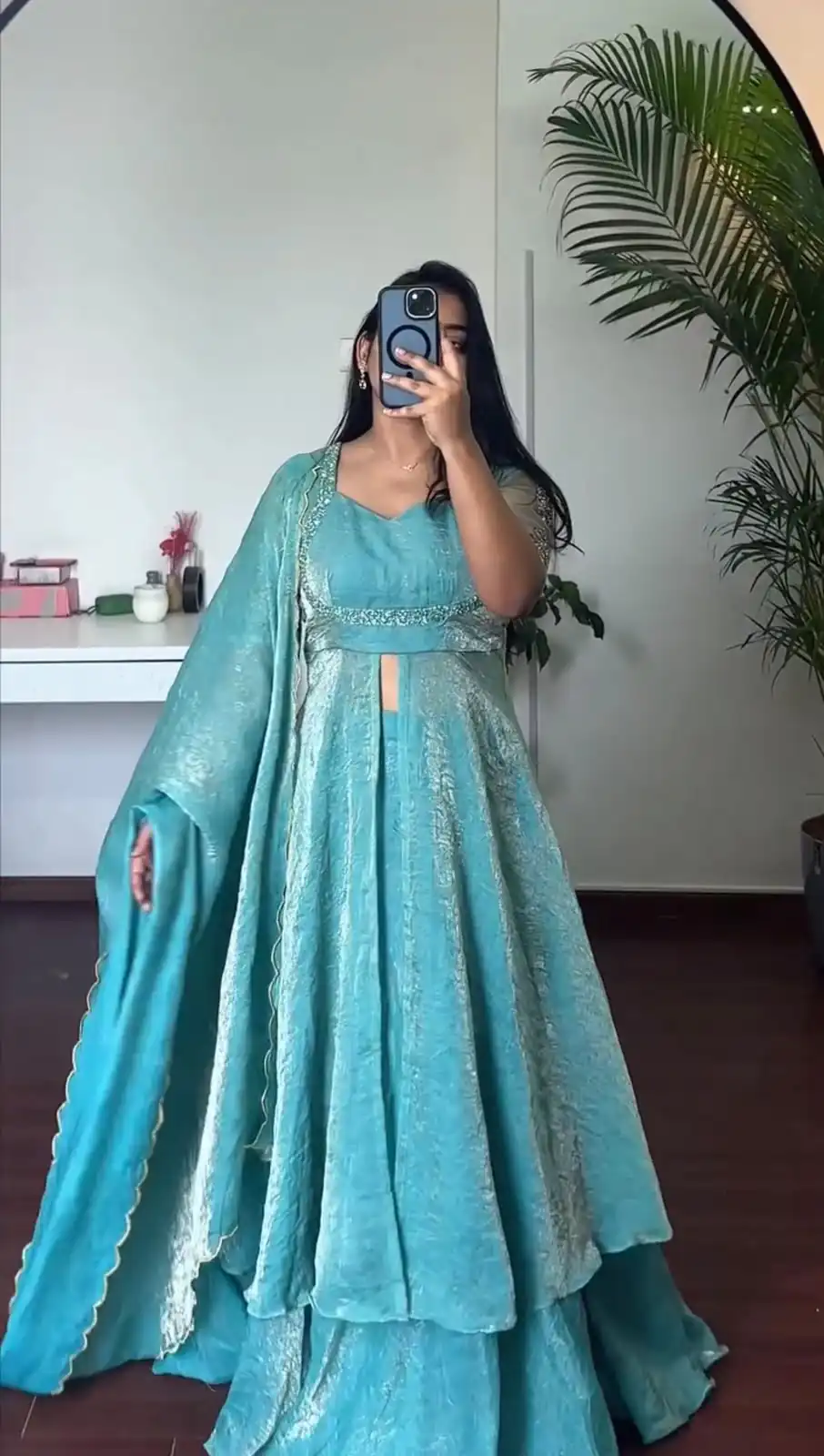 Fancy Blue Fendy Crush Hand Work Gown