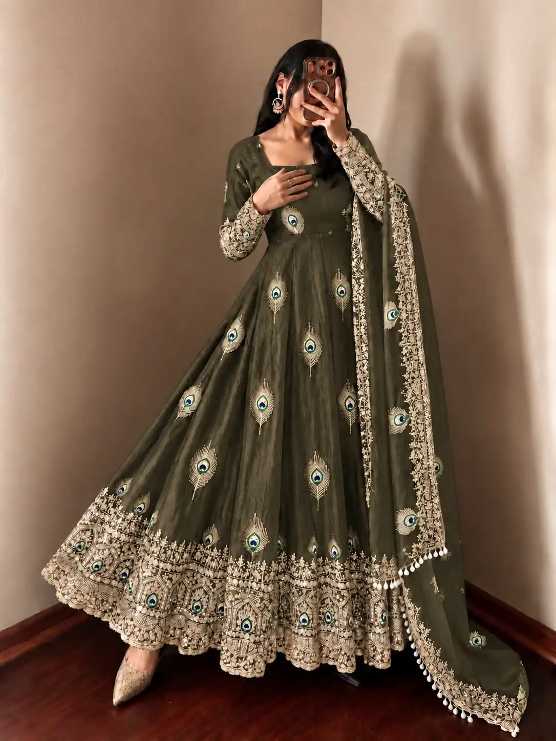 Fancy Mehendi Fendy Silk Sequins Work Gown