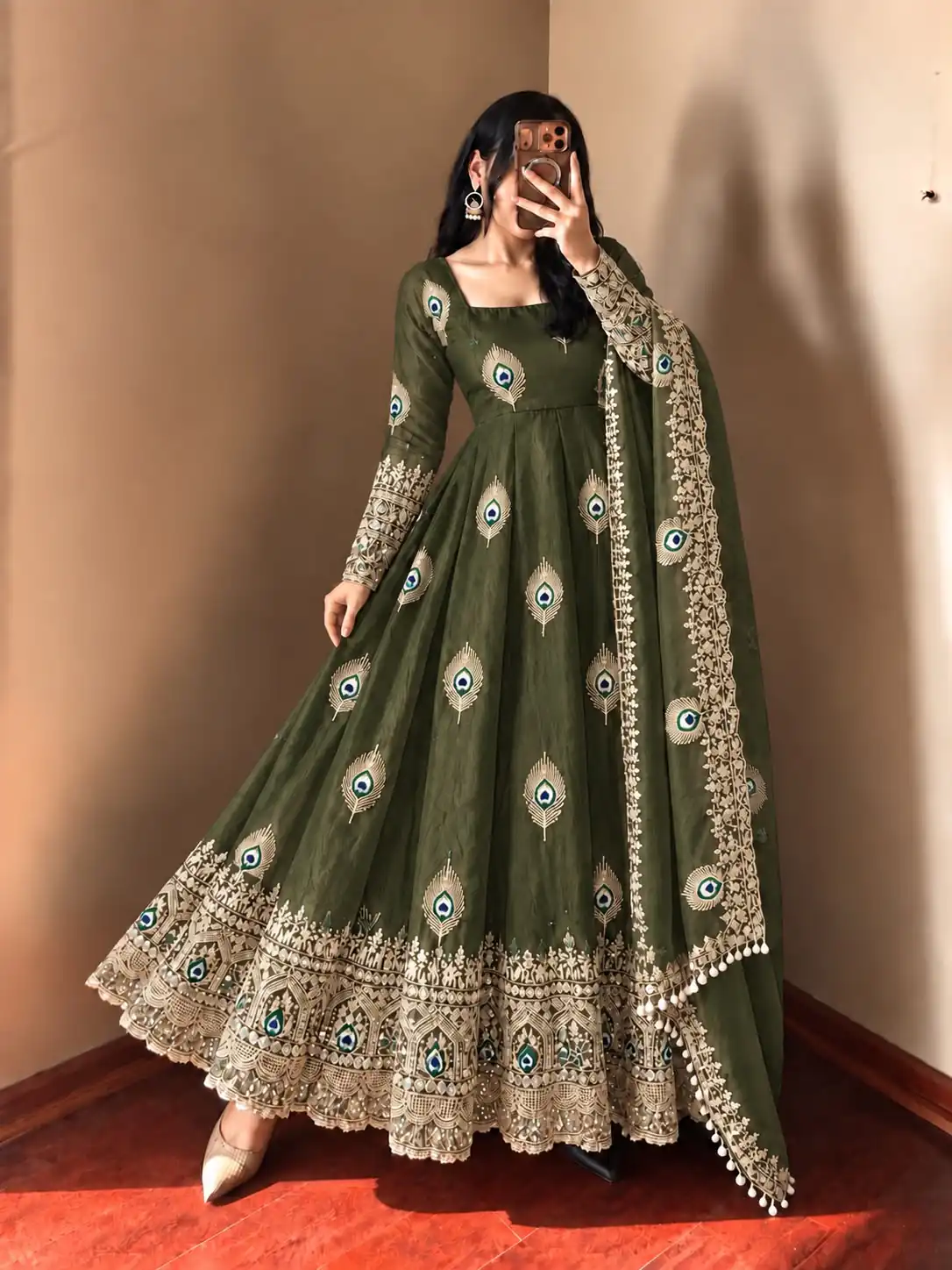 Fancy Mehendi Fendy Silk Sequins Work Gown