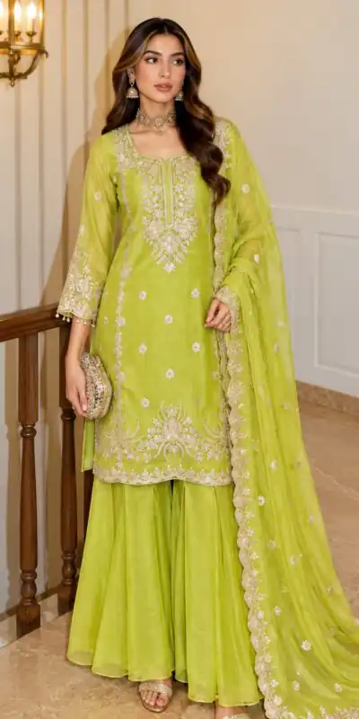 Fancy Mehendi Salsa Crash Sequins Work Salwar Suit