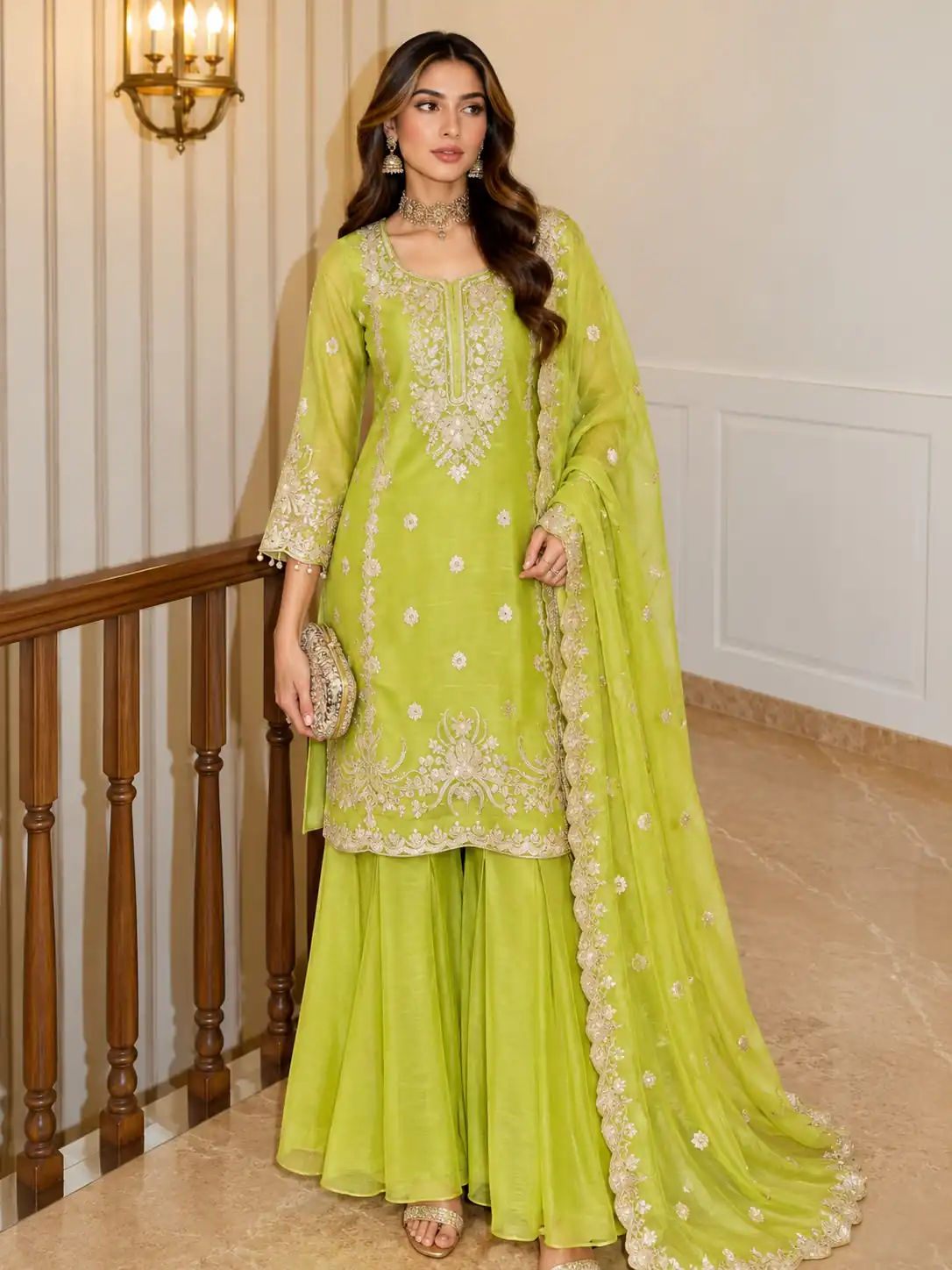 Fancy Mehendi Salsa Crash Sequins Work Salwar Suit