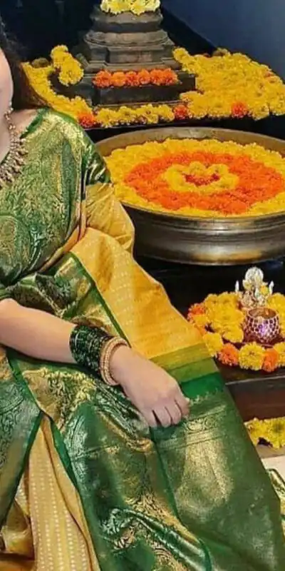 Fancy Yellow Soft Lichi Silk Lace Work Saree