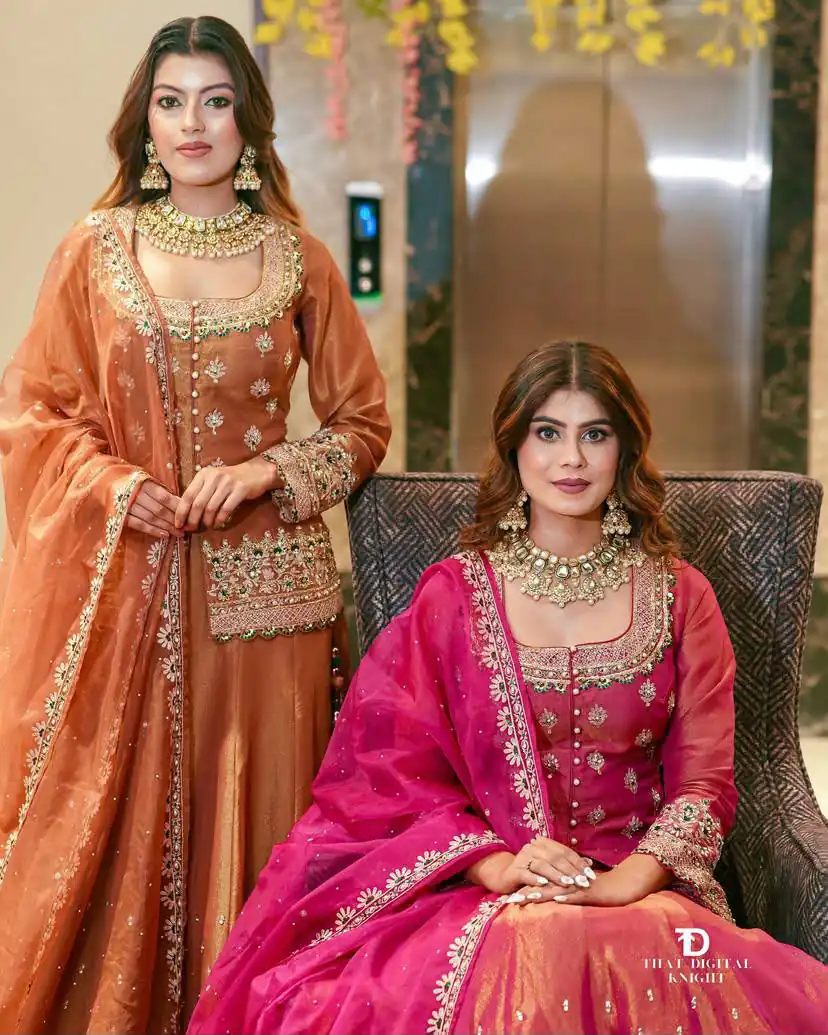 Pink Simmer Silk Embroidery Sequins Work Lehenga Choli