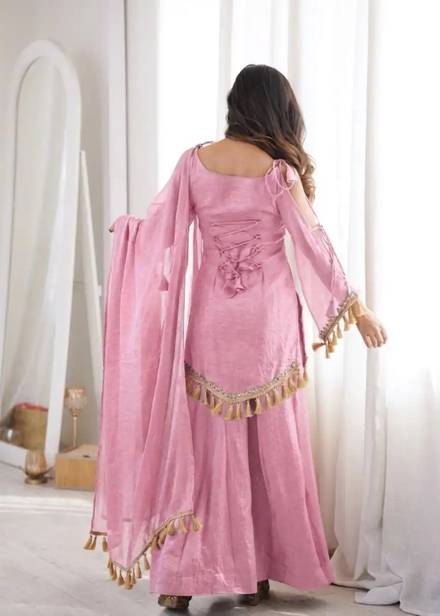 Pretty Pink Doremon Crush Mirror Work Salwar Suit