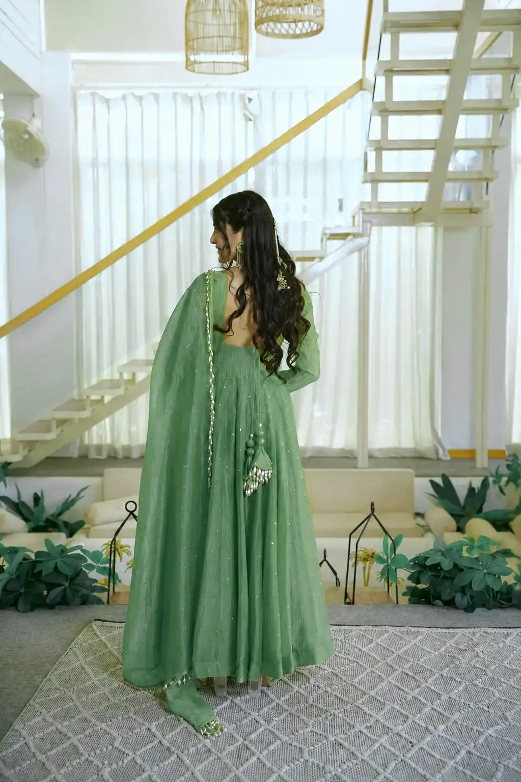Pretty Pista Salsa Silk Embroidery Work Gown