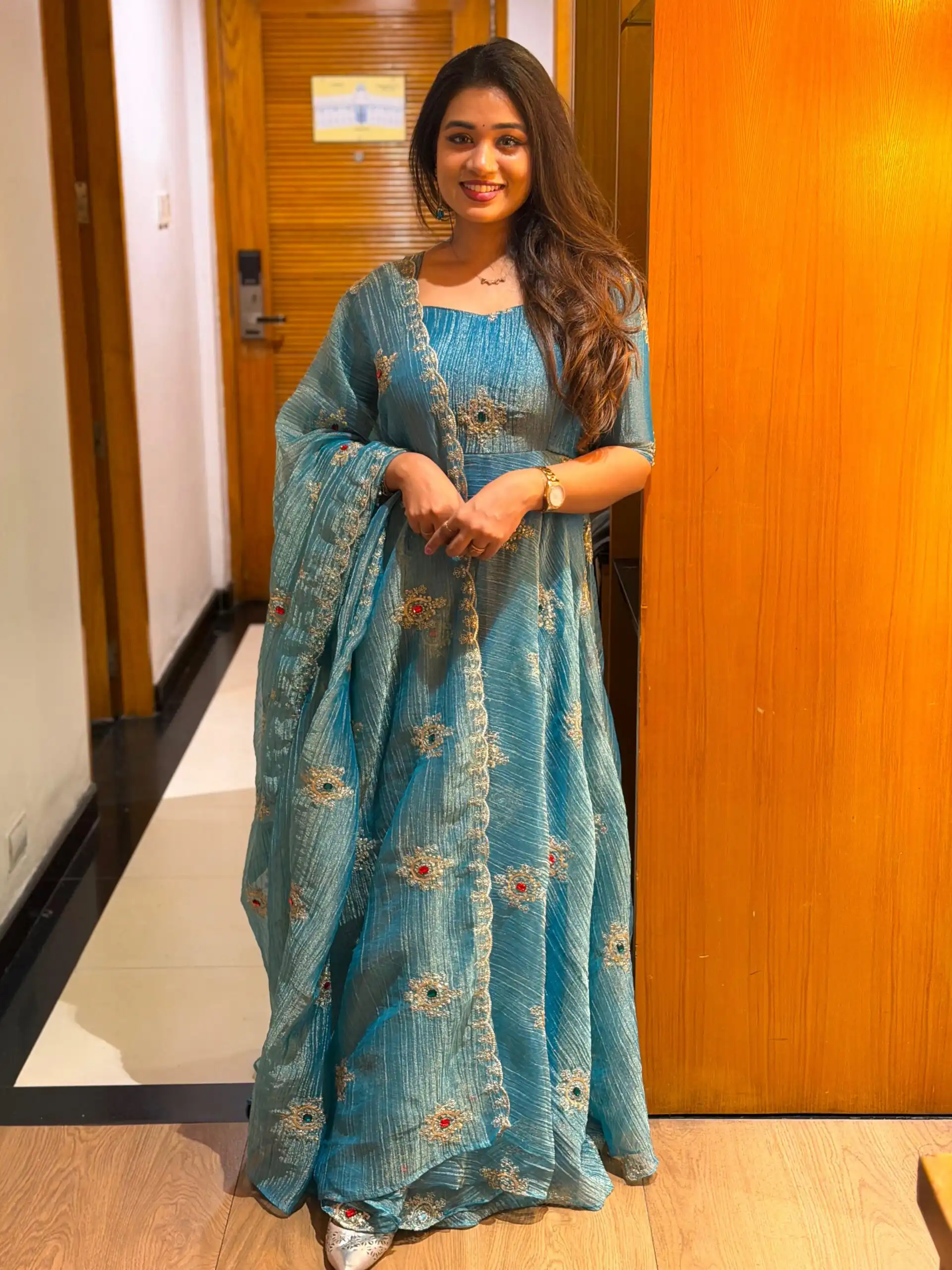 Pretty Rama Salsa Silk Thread Work Gown