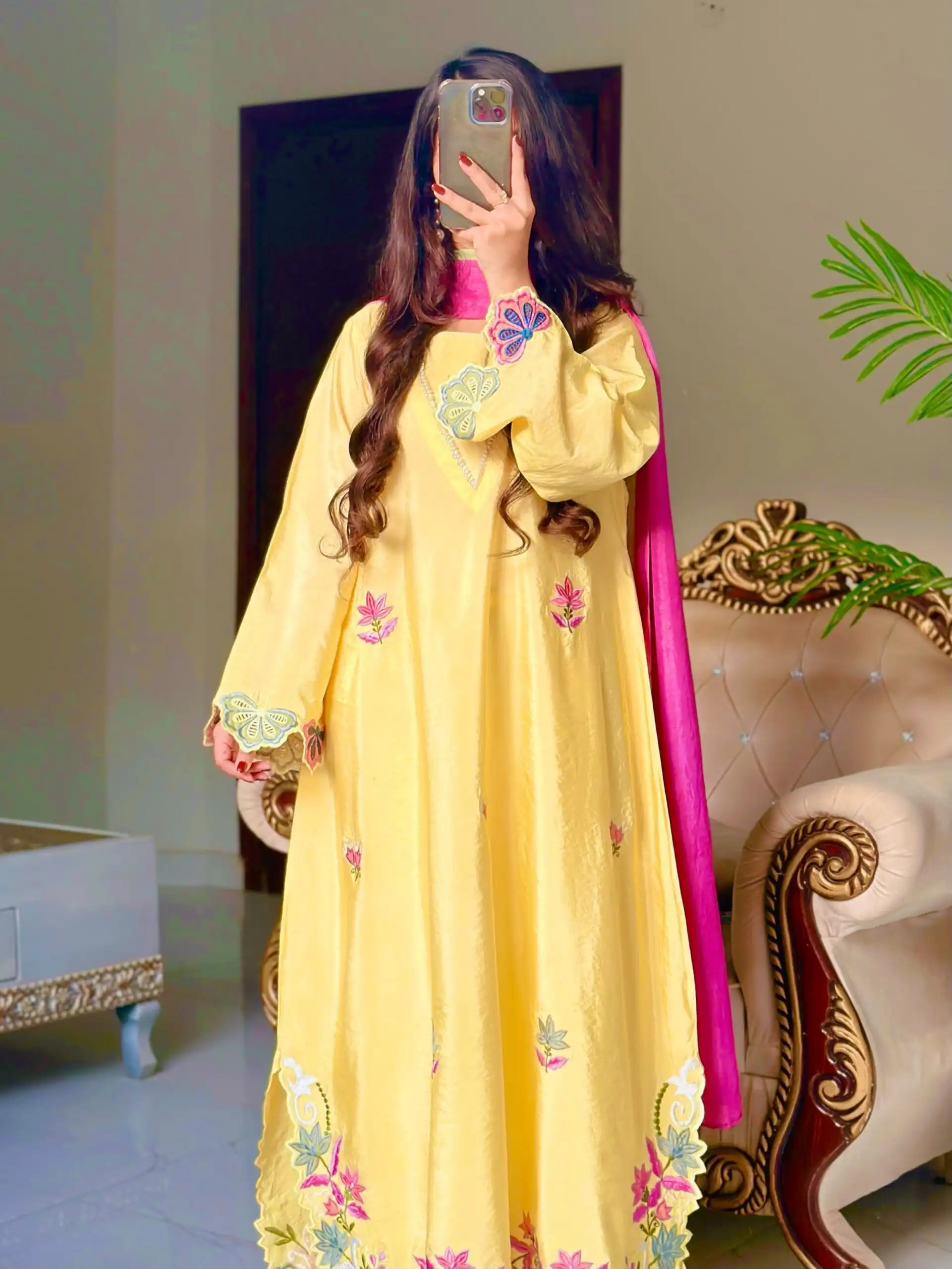 Pretty Yellow Ho Silk Sequins Work Salwar Suit