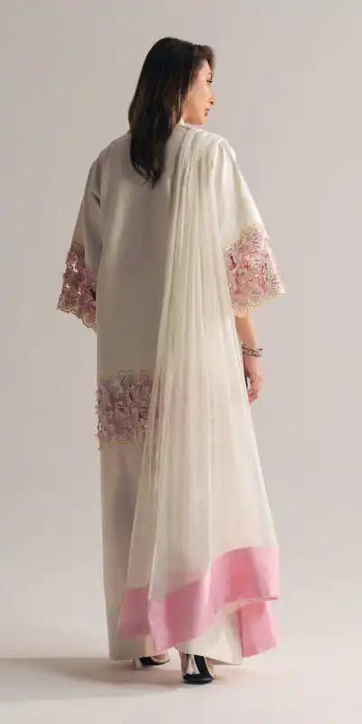 Shiny White Natural Crepe Sequence Work Salwar Suit