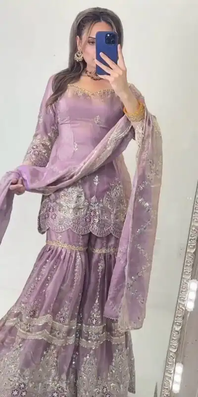 Super Lavender Fendy Crush Sequins Work Salwar Suit