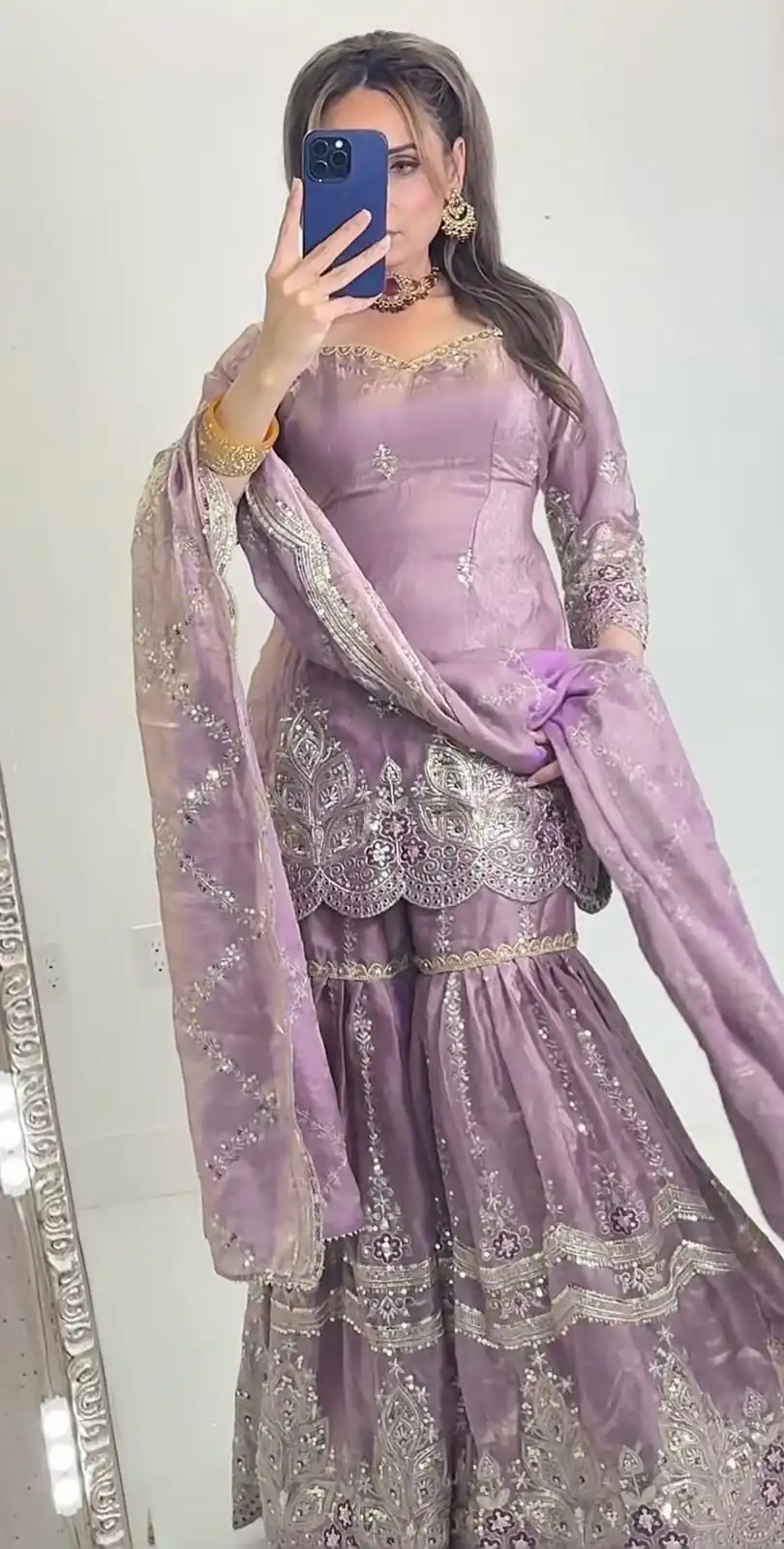 Super Lavender Fendy Crush Sequins Work Salwar Suit