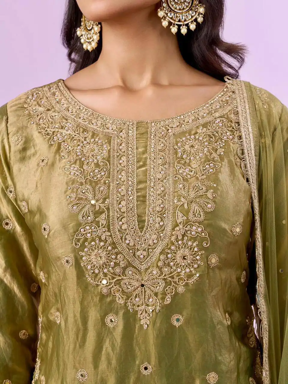 Super Mehandi Fendy Silk Sequins Work Salwar Suit