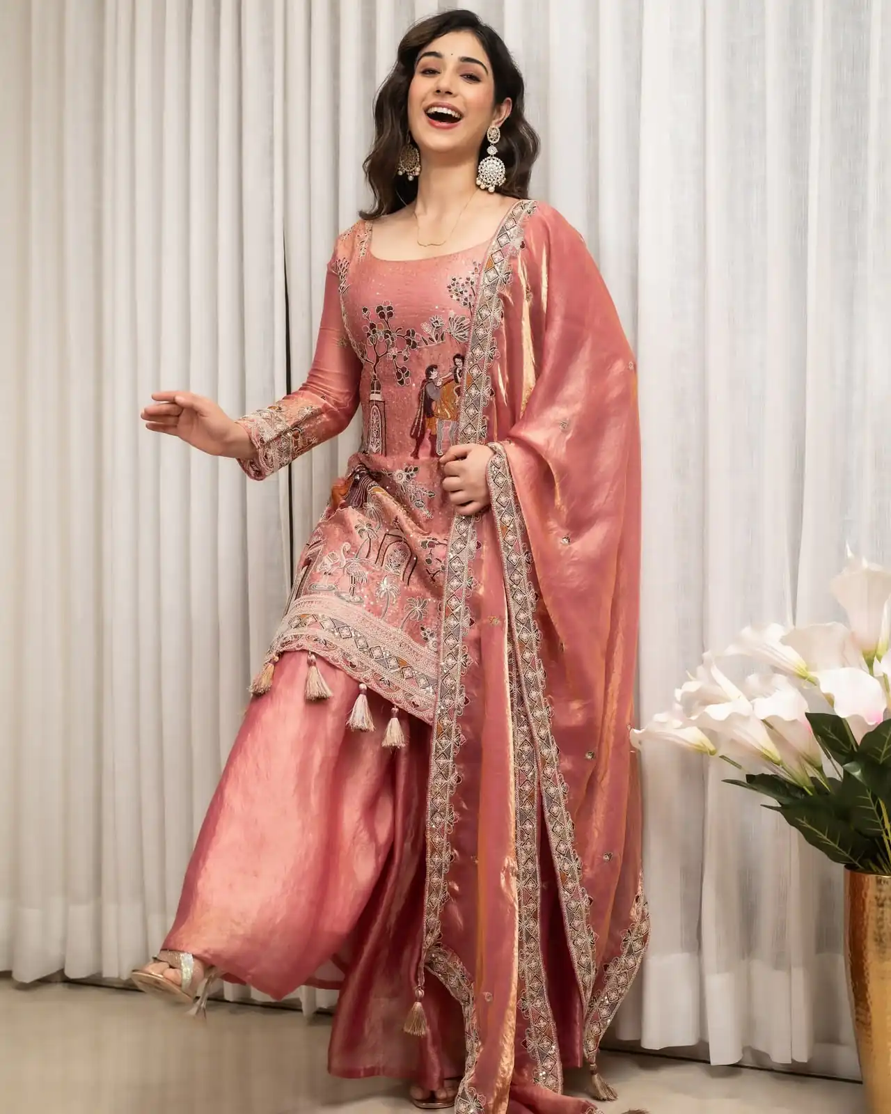 Super Pink Fendy Silk Sequence Work Salwar Suit