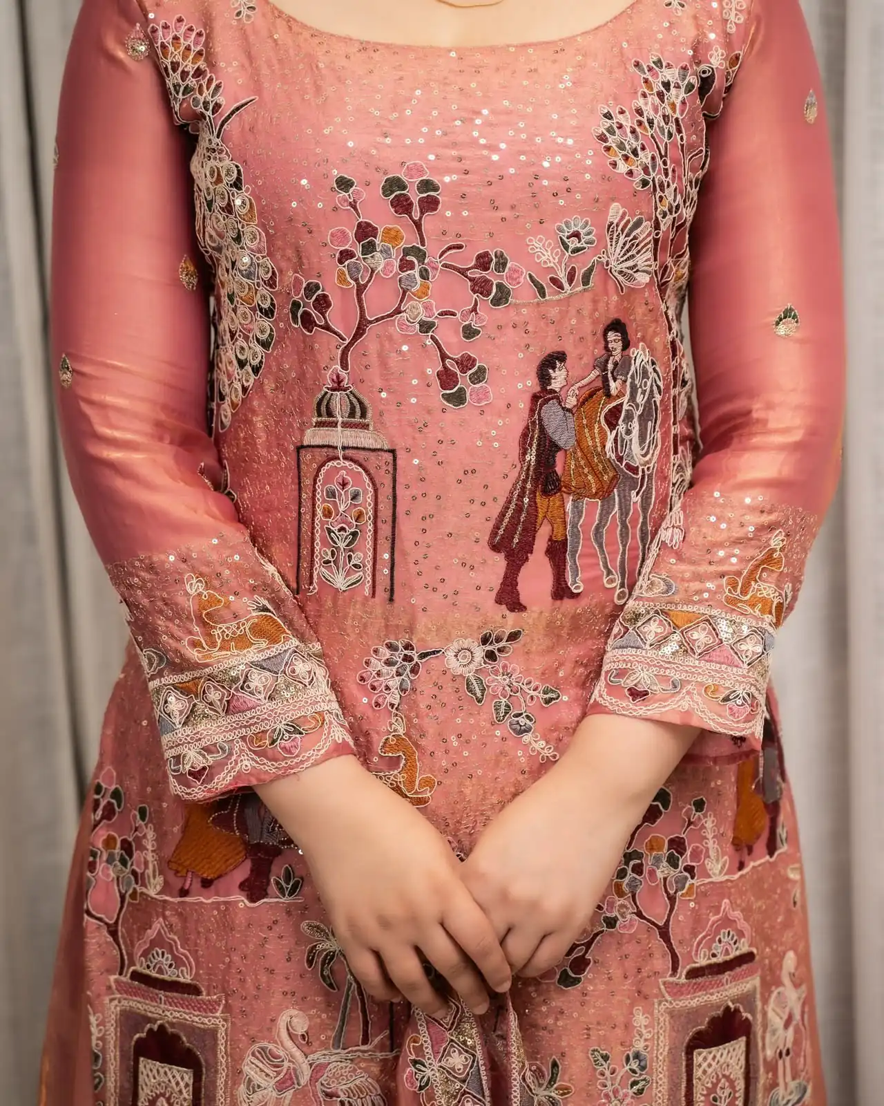 Super Pink Fendy Silk Sequence Work Salwar Suit