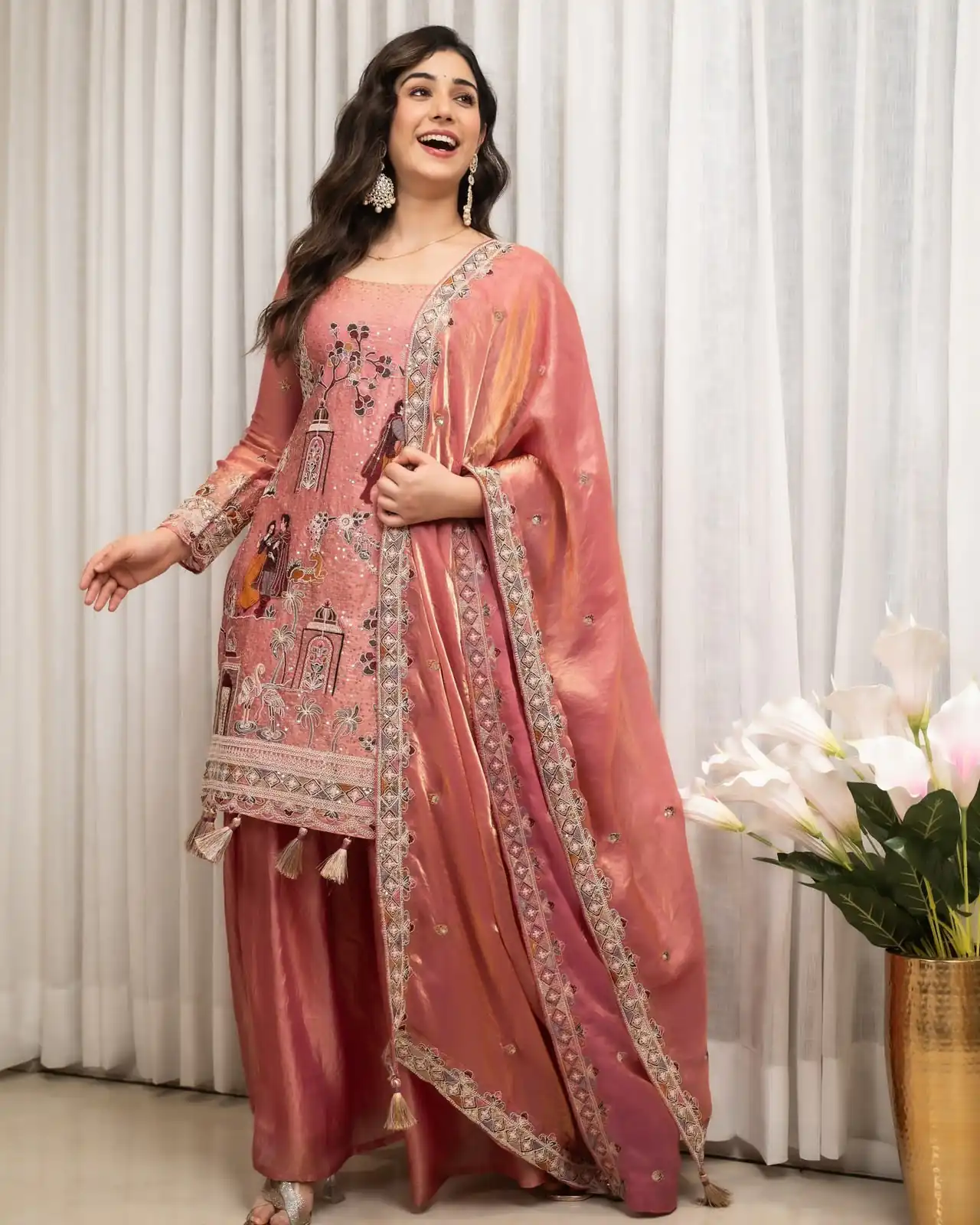Super Pink Fendy Silk Sequence Work Salwar Suit