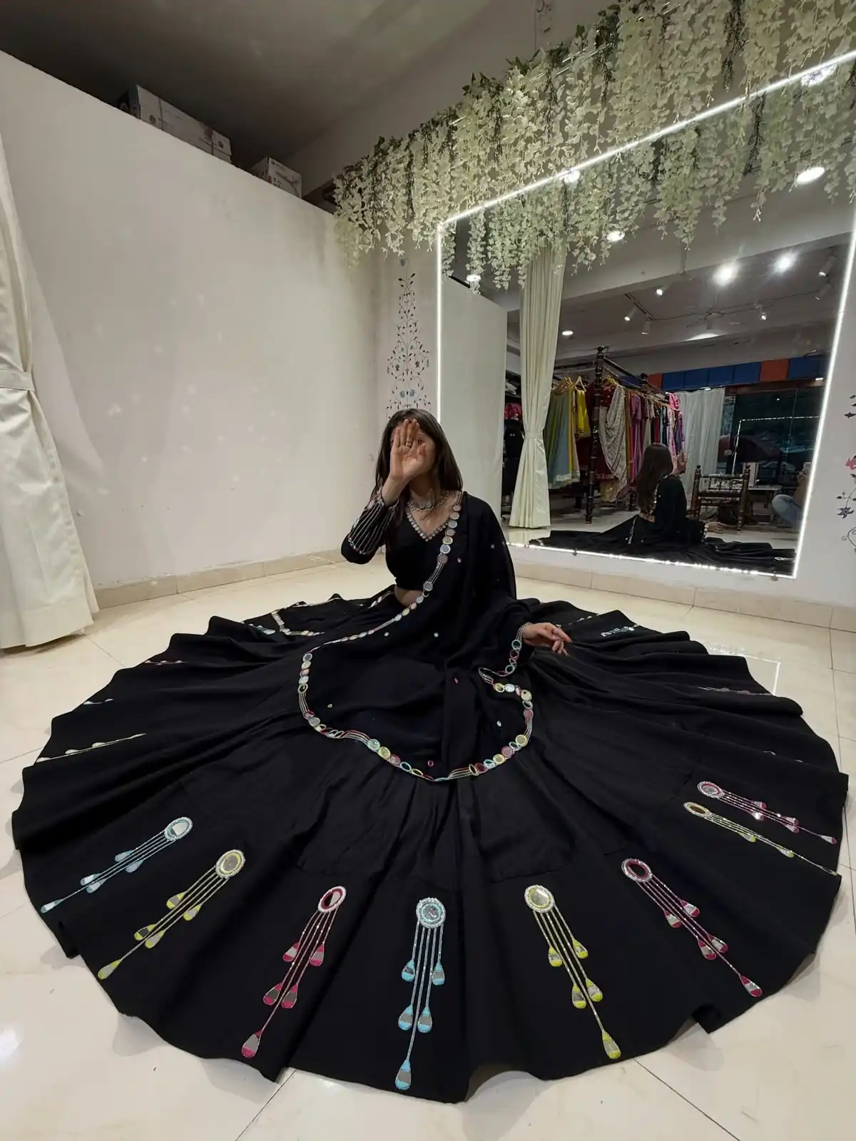 Trendy Black Rayon Embroidery Work Lehenga Choli