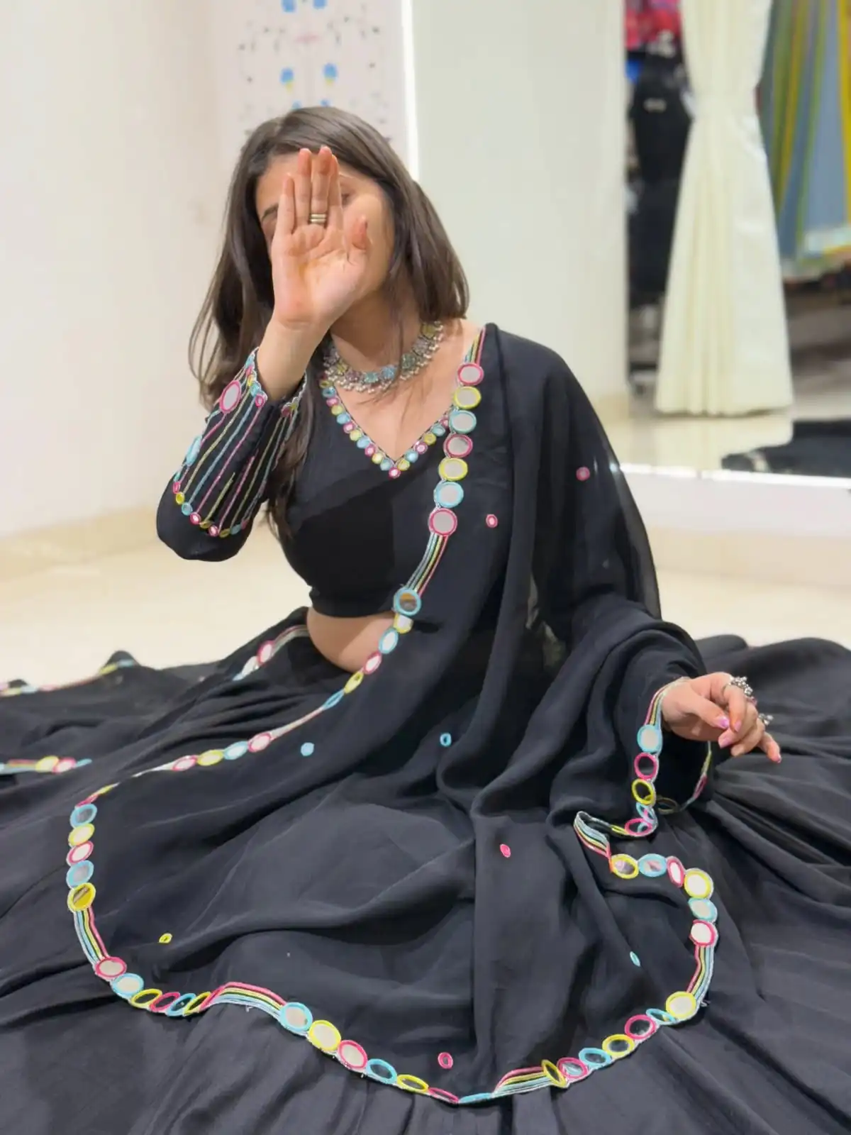 Trendy Black Rayon Embroidery Work Lehenga Choli