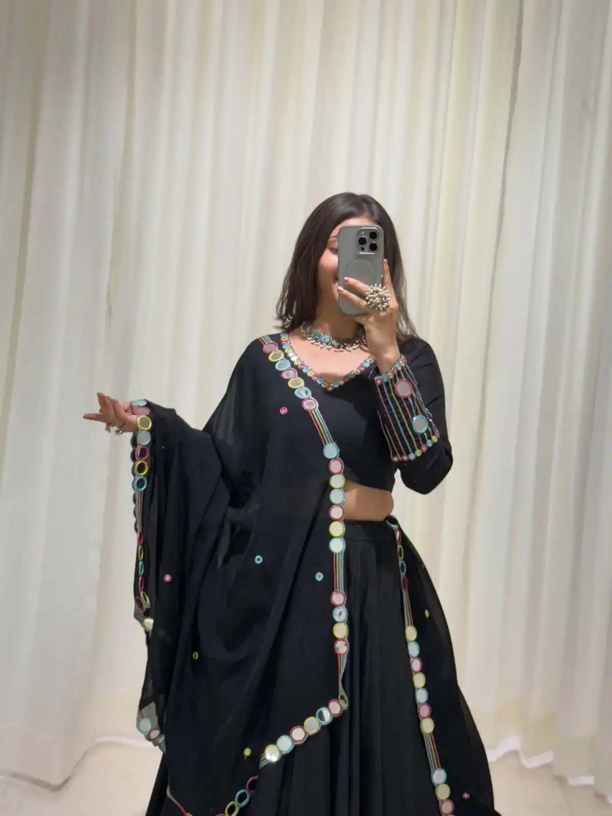 Trendy Black Rayon Embroidery Work Lehenga Choli